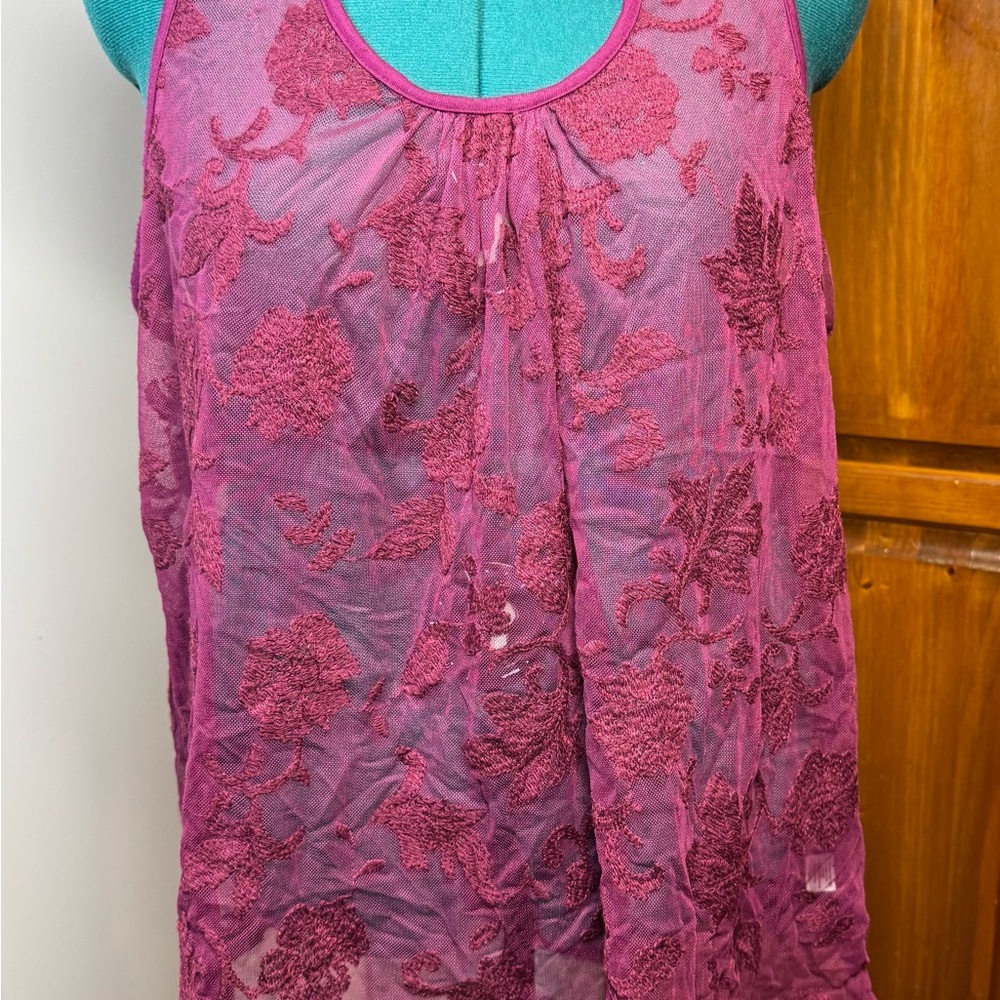 Bobeau Lace Blouse - Deep Burgundy - Size 1X